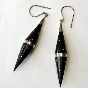 Black Cone Shaped Dangle Earrings